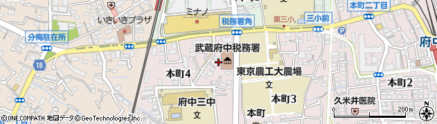 財務省　国税庁税務署武蔵府中税務署周辺の地図