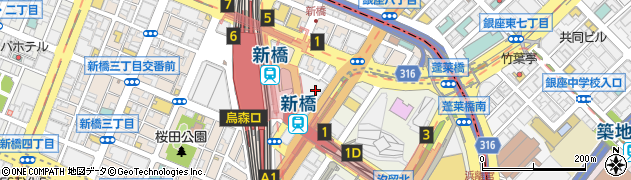 ウィングカードシステム株式会社　新橋駅前店周辺の地図
