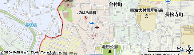 山梨県甲府市中村町周辺の地図