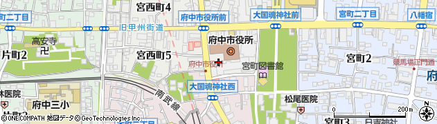 府中市役所政策総務部　政策課周辺の地図