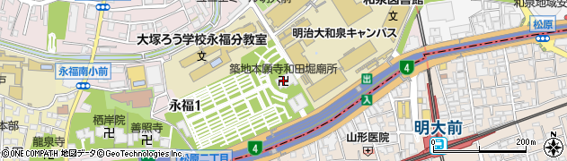築地本願寺和田堀廟所周辺の地図