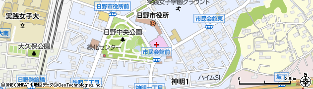 日野市役所監査委員　事務局・監査係周辺の地図