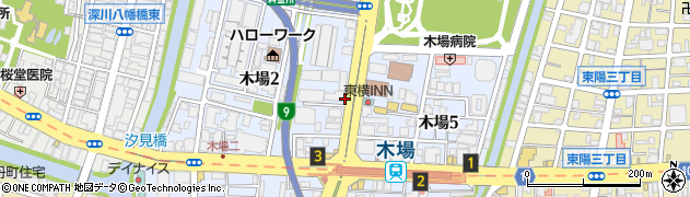 東京都江東区木場周辺の地図