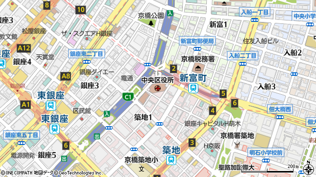 〒103-0000 東京都中央区（以下に掲載がない場合）の地図