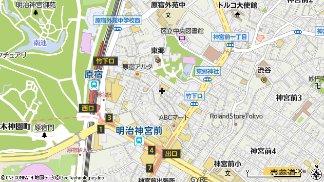 〒150-0001 東京都渋谷区神宮前の地図