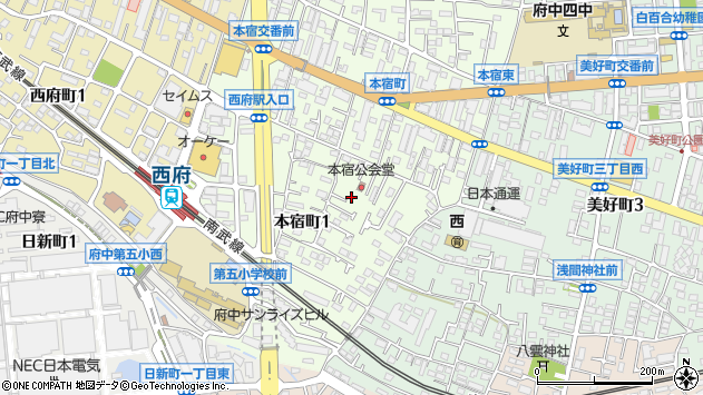 〒183-0032 東京都府中市本宿町の地図