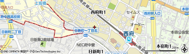 東京都府中市西府町1丁目58周辺の地図