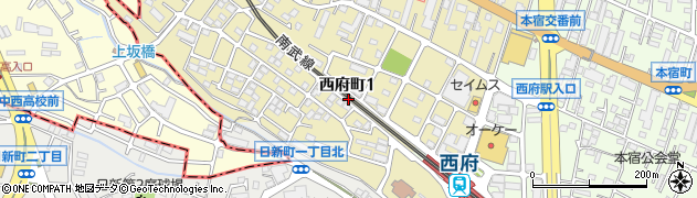 東京都府中市西府町1丁目16周辺の地図