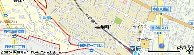 東京都府中市西府町1丁目17-9周辺の地図