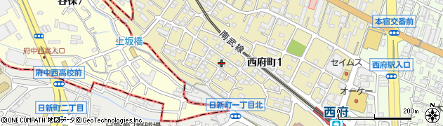 東京都府中市西府町1丁目28周辺の地図
