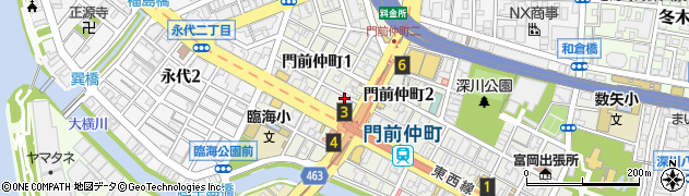 東京都江東区門前仲町周辺の地図