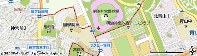 神宮球場事務連絡専用周辺の地図