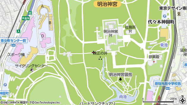 〒151-0052 東京都渋谷区代々木神園町の地図