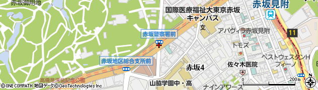 赤坂警察署前周辺の地図