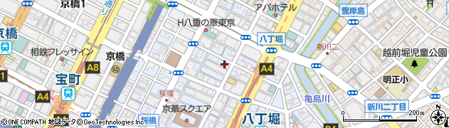 東京都中央区八丁堀2丁目16-4周辺の地図