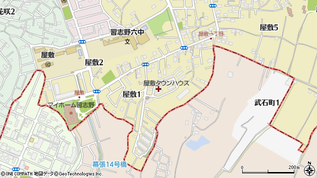 〒275-0004 千葉県習志野市屋敷の地図