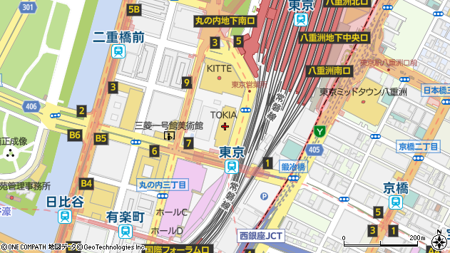 〒100-6401 東京都千代田区丸の内 東京ビルディング（１階）の地図
