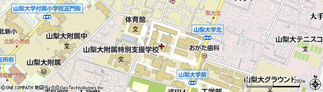 山梨大学甲府キャンパス　教育学部・附属中学校・職員室周辺の地図