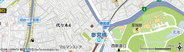東京都渋谷区代々木4丁目3周辺の地図