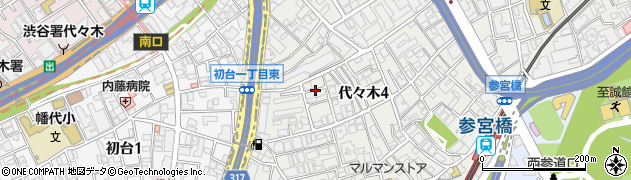 東京都渋谷区代々木4丁目43周辺の地図
