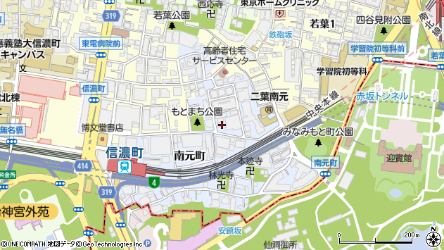 〒160-0012 東京都新宿区南元町の地図