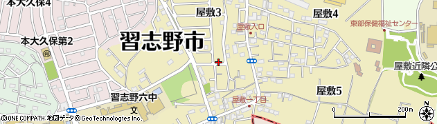 千葉県習志野市屋敷周辺の地図