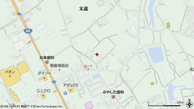 〒289-1104 千葉県八街市文違の地図