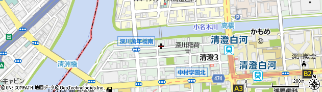 東京都江東区清澄2丁目周辺の地図