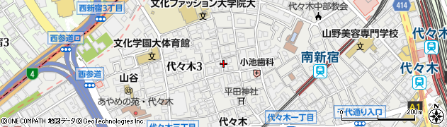 東京都渋谷区代々木周辺の地図