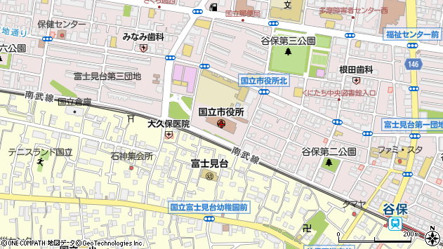 〒186-0000 東京都国立市（以下に掲載がない場合）の地図