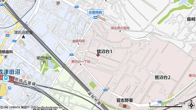 〒275-0015 千葉県習志野市鷺沼台の地図