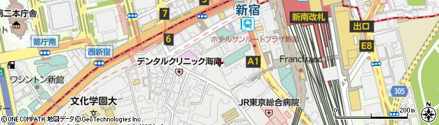 都営地下鉄東京都交通局　大江戸線新宿駅定期券発売所周辺の地図