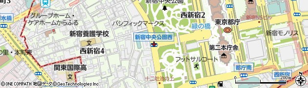 新宿中央公園西周辺の地図