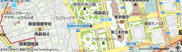 新宿中央公園南側パーキングメーター１周辺の地図