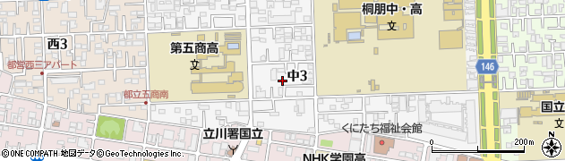 東京都国立市中3丁目6周辺の地図