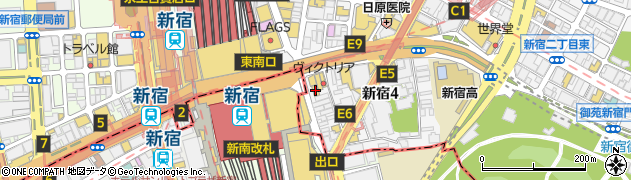 マクドナルドＪＲ新宿南口店周辺の地図