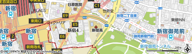 東京都立新宿高等学校周辺の地図