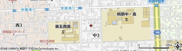 東京都国立市中3丁目5周辺の地図