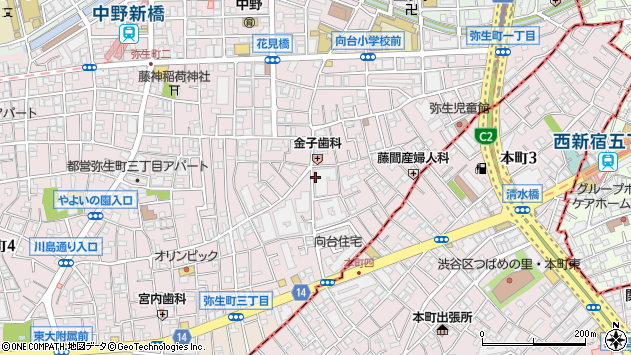 〒164-0013 東京都中野区弥生町の地図