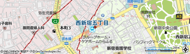 西新宿五丁目駅周辺の地図