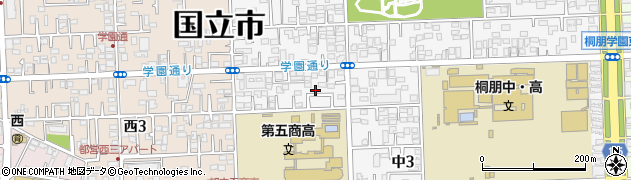 東京都国立市中3丁目3-78周辺の地図