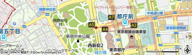 新宿中央公園前周辺の地図