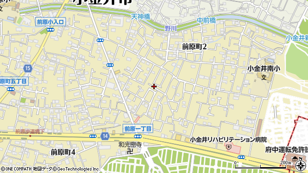 〒184-0013 東京都小金井市前原町の地図