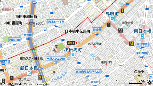 〒103-0001 東京都中央区日本橋小伝馬町の地図