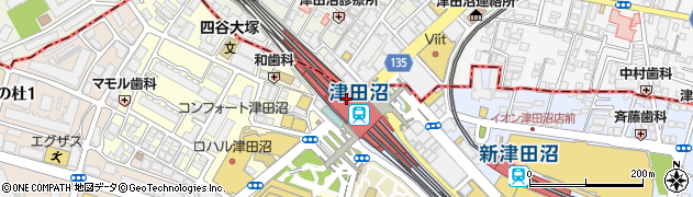 津田沼駅周辺の地図