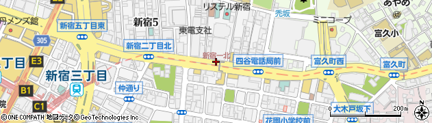 新宿一北周辺の地図