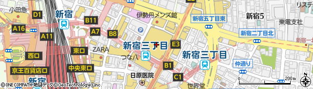 カルティエブティック伊勢丹新宿本店周辺の地図