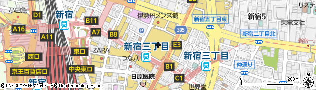 ティファニー新宿伊勢丹店周辺の地図