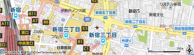 新潟地酒と旬肴 ぼんや 新宿三丁目店周辺の地図