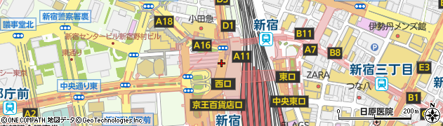 新宿駅西口周辺の地図